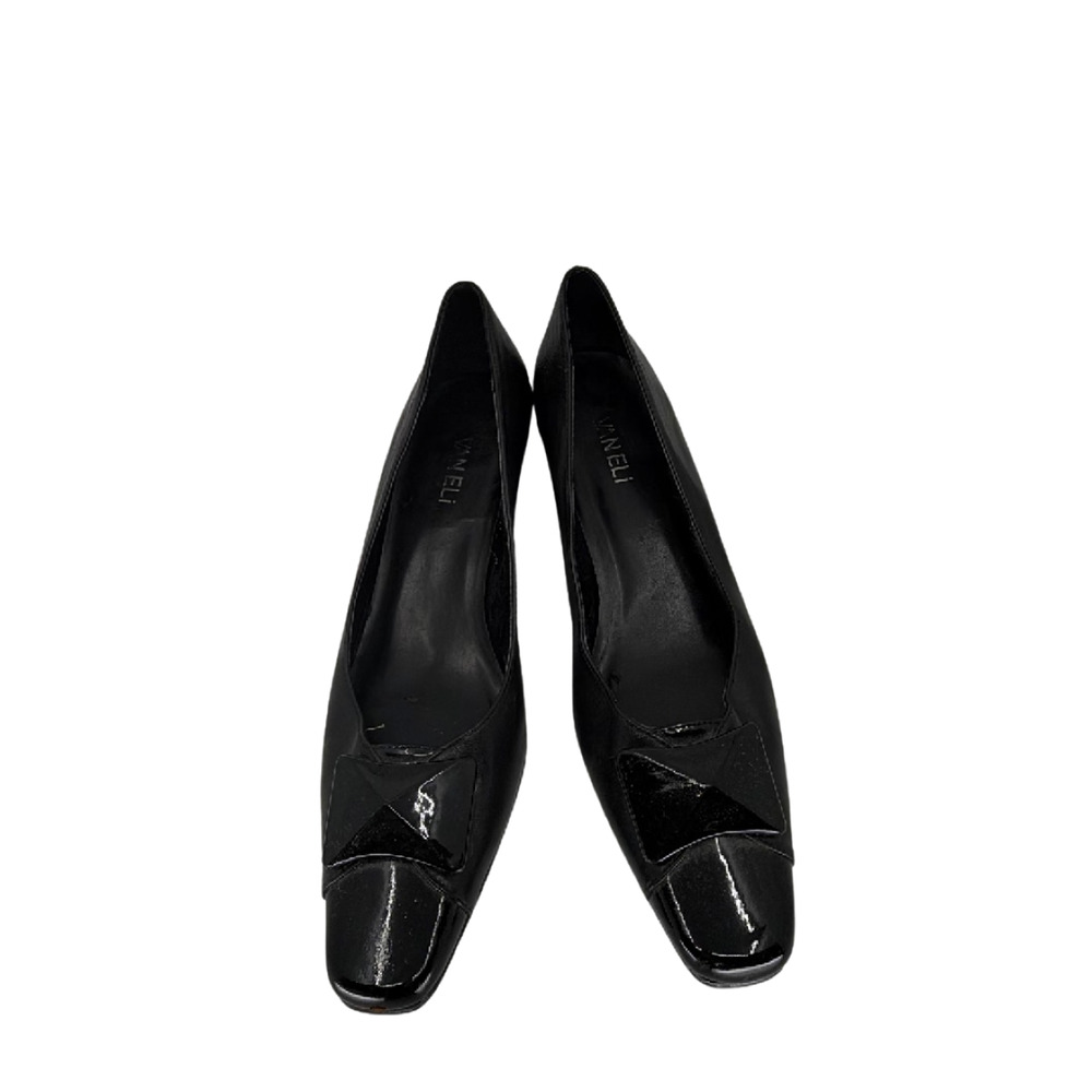 Vaneli Patent Accent Black Leather 8.5N Pump